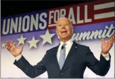  ?? RINGO H.W. CHIU THE AP ?? Former Vice President and Democratic presidenti­al candidate Joe Biden speaks at the SEIU Unions For All Summit on Friday, Oct. 4, 2019, in Los Angeles.