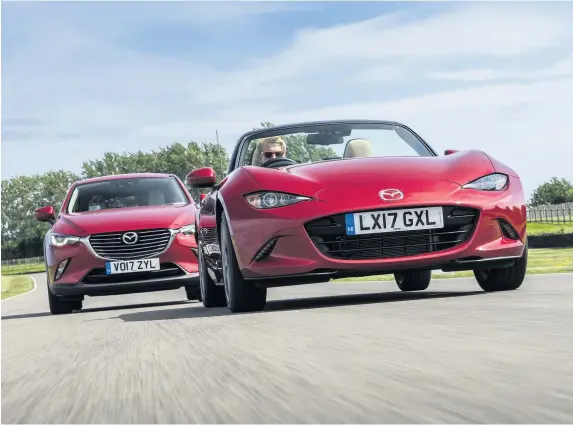  ??  ?? Mazda MX-5 and CX-3