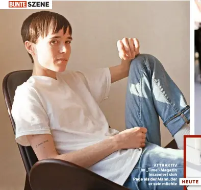  ??  ?? SZENE
ATTRAKTIV Im „Time“-Magazin inszeniert sich Page als der Mann, der er sein möchte