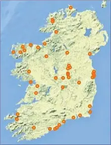  ??  ?? There are 45 Ramsar sites (orange circles) in Ireland.
