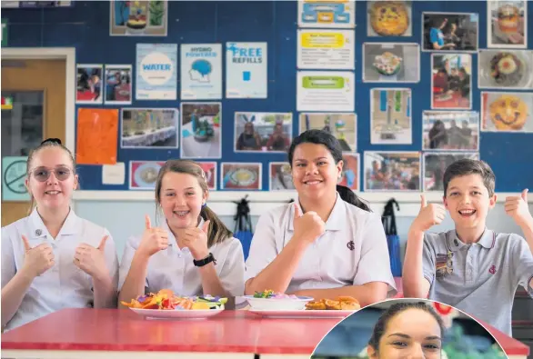  ??  ?? Students from Casebrook Intermedia­te in Christchur­ch give their seal of approval for one of New World’s Little Garden recipes. From left to right - Katana, Zoe, Mia, Alex.