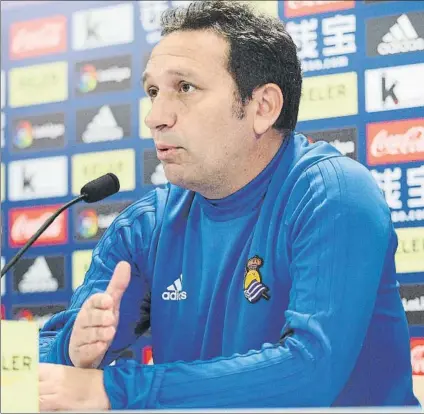  ?? FOTO: UNCITI ?? Eusebio Sacristán, en un momento de su comparecen­cia de ayer ante los medios