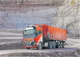  ??  ?? Robo-trucks will cart limestone from a mine to port without human interventi­on.