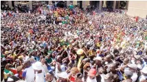  ??  ?? Zanu-PF supporters at the party headquarte­rs in Harare yesterday where a rally was held in solidarity with First Lady Dr Grace Mugabe