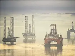  ?? Picture: HEMedia ?? Oil rig graveyard in the Cromarty Firth near Invergordo­n.