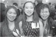  ??  ?? Lily Yee, left, Kaelynn Lindahl and Ying Yee attended on behalf of the Search and Rescue Society of B.C.