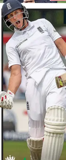  ??  ?? YOU BEAUTY: Joe Root enjoys getting to his double hundred yesterday