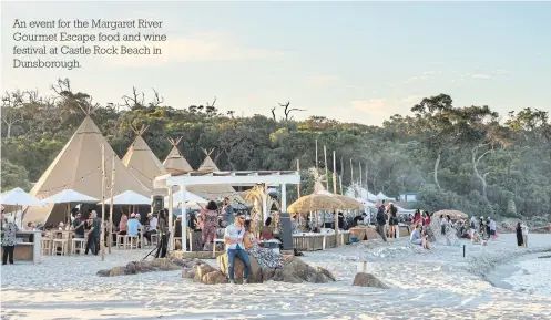  ??  ?? An event for the Margaret River Gourmet Escape food and wine festival at Castle Rock Beach in Dunsboroug­h.