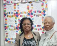  ?? Eddie Foster Sr. ?? Mrs. Margaret Ramsey Pinkard enjoys the museum as she poses with Mrs. Foster in front of the quilt made by Mrs. Pinkard’s mother, circa 1970s.