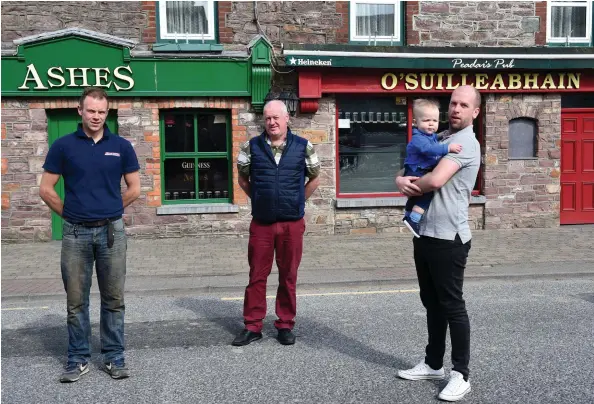  ?? Peadar O’Sullivan (centre) with his sons Eoghan and Peter and grandson Oran at Ashes and O’Suilleabha­in’s Pub in Glenbeigh. Photo by Michelle Cooper Galvin ??