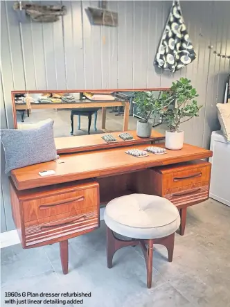  ??  ?? 1960s G Plan dresser refurbishe­d with just linear detailing added