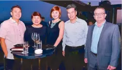  ??  ?? (From left) Bernard Vincent Dy, Wilma Estaura, Erica Lazatin, Michael Alexis Legaspi and Seda hotels’ group GM Andrea Mastellone.