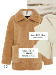  ??  ?? Scarf, $30, H&M, hm.com/au
Coat, $1,540,
H BRAND, hbrand.com.au