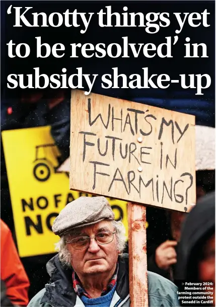  ?? ?? > February 2024: Members of the farming community protest outside the Senedd in Cardiff