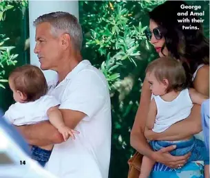  ??  ?? George and Amal with their twins.