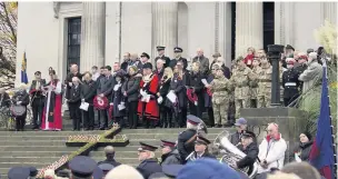  ??  ?? ●●The Stockport Remembranc­e Day service.