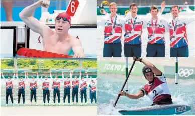  ?? Rowing/David Pearce, Garry Bowden. Photos: Simone Castrovill­ari, British ?? Clockwise from top left: Royal Borough Olympic medal winners Tom Dean, Jack Beaumont (first from right), Mallory Franklin and Moe Sbihi (fourth from left).