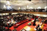  ?? (AP/Jay Reeves) ?? The Rev. Arthur Price Jr. speaks Thursday at the pulpit of 16th Street Baptist Church in Birmingham during a service marking the 59th anniversar­y of the bombing.