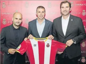  ??  ?? Pere Guardiola y Ferran Soriano el día de la adquisició­n del Girona