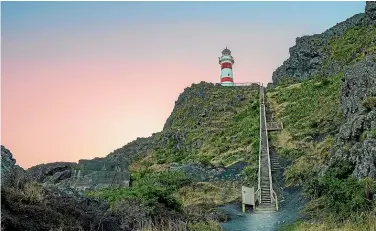  ??  ?? Cape Palliser Lighthouse has a steep set of stairs, but the view is worth the climb.