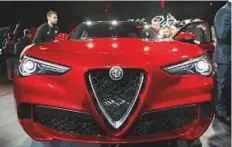  ?? Bloomberg ?? The Selvio sport utility vehicle will hit dealership­s next month and join the Giulia and the 4C coupe in the US market.