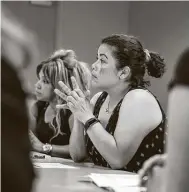  ?? Carlos Javier Sanchez / Contributo­r file photo ?? Students listen during a citizenshi­p class in San Antonio in 2019. The revised citizenshi­p test, which is effective Dec. 1, has additional questions and new “correct” answers.