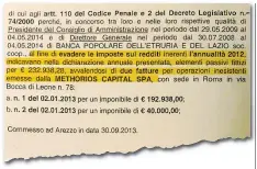  ??  ?? Il documento Il provvedime­nto di fine indagine per uno dei filoni di inchiesta contro gli amministra­tori di Banca Etruria