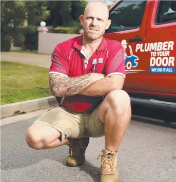 ?? FIGHTING BACK: Plumber to Your Door owner Gavin Kinlyside has been the victim of a misinforma­tion campaign. Picture: ALIX SWEENEY ??