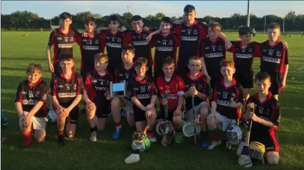  ??  ?? Louth U-14 Hurling Feile winners St Kevin’s/Mattock/Glen Emmets with the trophy.