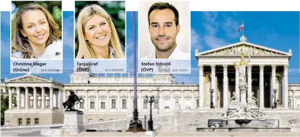  ?? BILD: SN/GRÜNE BILD: SN/RATZER BILD: SN/ÖVP ?? Christine Steger (Grüne) Tanja Graf (ÖVP) Stefan Schnöll (ÖVP)