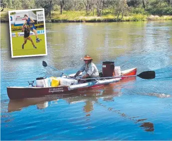  ?? Picture: FACEBOOK ?? Brad McCabe starts down the Murray River and, inset, in action for Wanderers