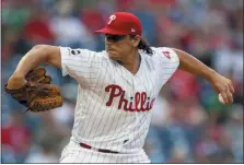  ?? LAURENCE KESTERSON — THE ASSOCIATED PRESS ?? Lefty Jason Vargas was solid in his starting debut for the Phillies Friday night. He allowed five hits, two earned runs and struck out five in 6.1 innings, but had to settle for a no decision.