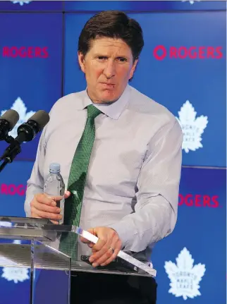  ?? JACK BOLAND ?? Maple Leafs head coach Mike Babcock says winning Game 3 against Boston took a lot of pressure off his players, particular­ly Frederik Andersen and Auston Matthews, who each had their best post-season game.