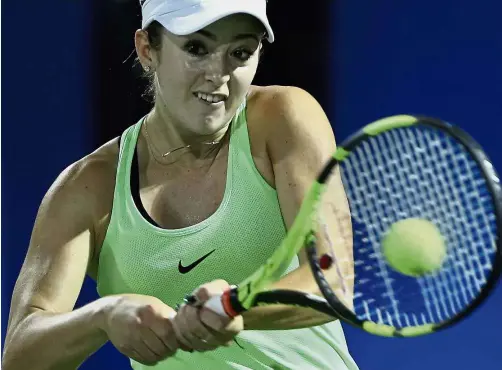  ?? — AP ?? Rising talent: Catherine Bellis making a return to Agnieszka Radwanska in third round of the Dubai Championsh­ips on Wednesday.
