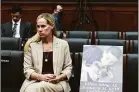  ?? Anna Moneymaker / Getty Images ?? Kristin Song, mother of Ethan Song, listens during a House Judiciary Committee hearing in the Rayburn House Office Building on June 2 in Washington.