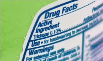  ?? ASSOCIATED PRESS FILE PHOTO ?? Minnesota will ban soaps containing triclosan effective Jan. 1, but major manufactur­ers have largely phased out the chemical already.