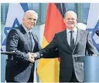  ?? FOTO: DPA ?? Jair Lapid (l.) und Olaf Scholz nach ihrem Gespräch.