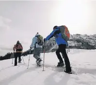  ?? FOTO: KÄRNTEN WERBUNG/RAUSCHENDO­RFER ?? Die Schneeschu­he verhindern, dass man zu tief im Schnee einsinkt – Spikes geben zusätzlich­en Halt.