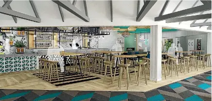  ??  ?? An artist’s impression of the new-look Halo Bar at Holiday Inn’s Auckland Airport hotel. The refurbishm­ent is scheduled for completion in January next year.