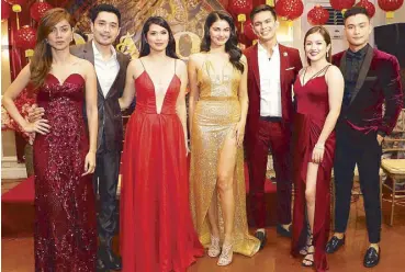  ??  ?? With his Dragon Lady co-stars (from left) Maricar de Mesa, James Blanco, Diana Zubiri, Janine Gutierrez, Joyce Ching and EA Guzman.