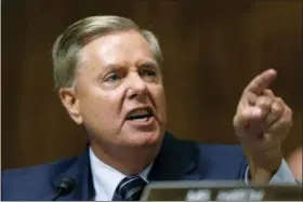  ?? ASSOCIATED PRESS ?? Sen. Lindsey Graham, R-S.C., blasts his Democratic Senate colleagues during a hearing before the Senate Judiciary Committee for Supreme Court nominee Judge Brett Kavanaugh Thursday on Capitol Hill in Washington.