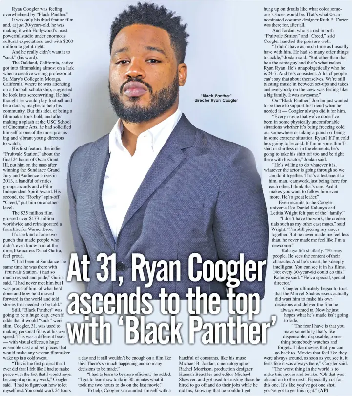  ??  ?? “Black Panther” director Ryan Coogler