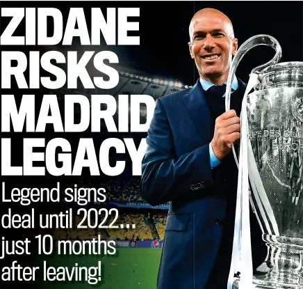  ??  ?? Winning habit: Zidane poses with the European Cup after beating Liverpool last May in Kiev