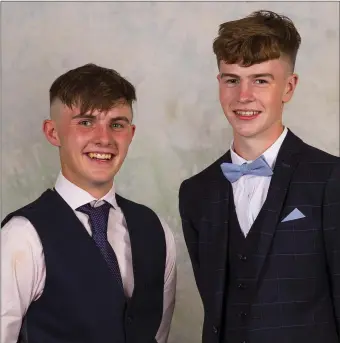  ??  ?? Pictured at the Ramsgrange Community School Grad in the Talbot Hotel, Wexford were Aaron Mythen from Campile and Niall Molloy, Ballyculla­ne.