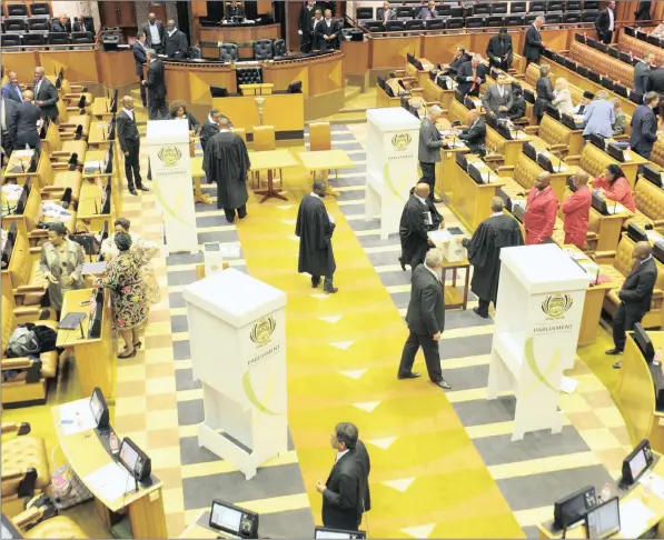  ?? Picture: Henk Kruger/ANA ?? GOING NOWHERE: The National Assembly at the vote of no-confidence against President Jacob Zuma on Tuesday. Opposition parties hoped a secret ballot would mean some MPs from the governing ANC might side against Zuma. The motion, called amid repeated allegation­s of corruption, was defeated by 198 votes to 177.