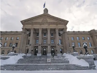  ?? J O H N L U C A S / E D MO N T O N J O U R NA L ?? The Alberta legislatur­e in Edmonton is waiting on a forthcomin­g Supreme Court of Canada decision, in the Caron case, that could require Alberta to adopt and publish its laws in French, as well as English.