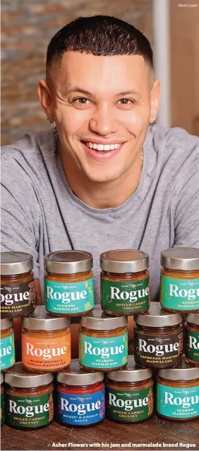  ?? Mark Lewis ?? Asher Flowers with his jam and marmalade brand Rogue