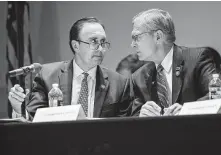  ?? Juan Figueroa / Staff photograph­er ?? U.S. Rep. Pete Olson, R-Sugar Land, left, won’t seek re-election, saying he wants to be “a more consistent presence” for his family.