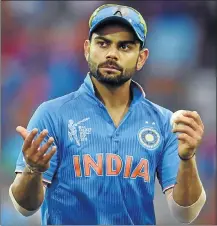  ?? Picture: AFP PHOTO, WILLIAM WEST ?? TRANSFORMA­TION: India’s Virat Kohli encourages the fans during their World Cup match against Pakistan in Adelaide on Sunday. India play SA on Sunday.