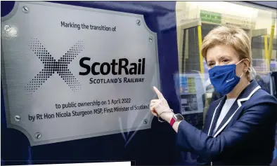  ?? ?? POWER TRIP: Nicola Sturgeon’s government took over ScotRail in April